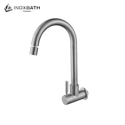 China SS 304 Stainless Steel Mixer Tap Modern Wall Mounted Cold Water Taps Kitchen Faucet for sale