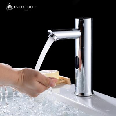 China Sense Faucets Mixer Automatic Faucets Tap Infrared Sensor Sink Deck Mounted 304 Stainless Steel Smart Bathroom Faucet for sale