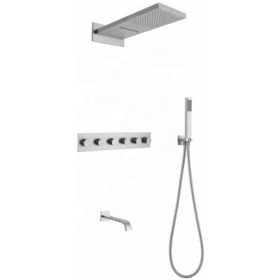 China Without Sliding Bar Concealed Shower Mixer Wall Concealed Bath Room Rain Shower Head Set With Hand Shower for sale