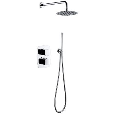 China Without Slide Bar 2 Way Thermostatic Bathroom Faucet Shower Mixer Taps With Rain Head And Hand Held for sale