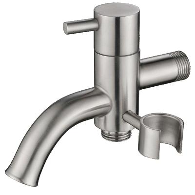 China Modern two way stainless steel bibcock toilet bidet sprayer holder bibcock for shattaf for sale