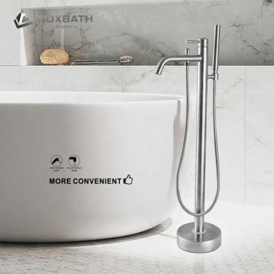 China Without Slide Bar Bath Shower Mixer Floor Stand Free Standing Tub Filler Shower Mixer Tub Faucet for sale