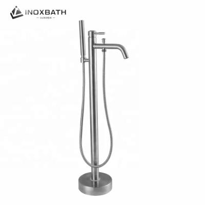 China SUS 304 Floorless Sliding Bar Free Standing Shower Taps Freestanding Bathtub Faucet Bathtub Mixer for sale