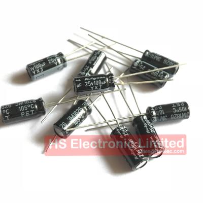 China 25V 100uF 25YXJ100MFFC5X11 5*11mm General Purpose Aluminum Electrolytic Capacitor 3000/Bulk for sale