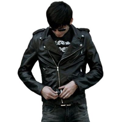 China Waterproof Waterproof Mens Leather Jacket Trim Motorcycle PU Washed Leather Jacket for sale