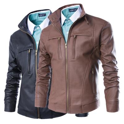 China Fashion Breathable Leather Jacket High Quality Male Brands Soft Windproof Faux Leather Jackets For Men for sale