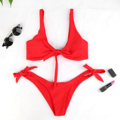 China Women Swimwear Crotchless Red Casual Anti-UV Bikini for sale