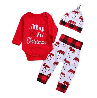 China Breathable Breathable Christmas Newborn Baby Clothes Sets 3 Piece Christmas Pajamas Sets Babies' Clothing Sets for sale