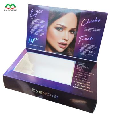 China Recyclable Custom Paper Packaging Box For Eyes Lips Cheeks Set With Magnetic Cover for sale