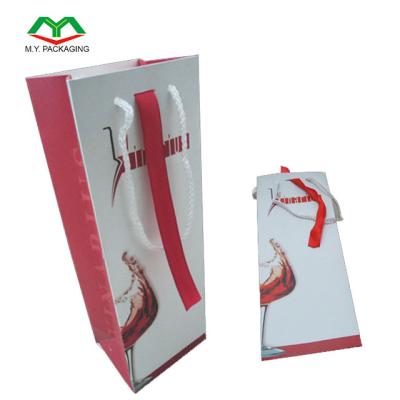 China Recyclable Custom Printed Paper Wine Bottle Bag for sale