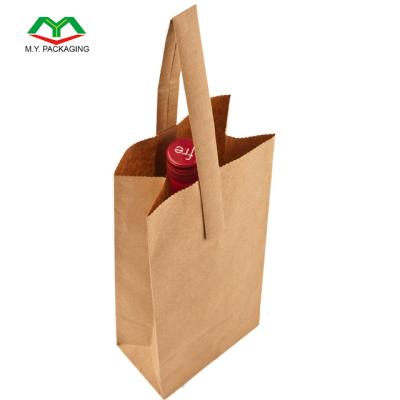 China Recyclable Printed Wine Bottle Kraft Paper Carrier Bag for sale