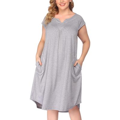 China Breathable Custom Ladies Short Sleeve Comfortable Pajamas Casual Simple Loose Nightgown For Women for sale