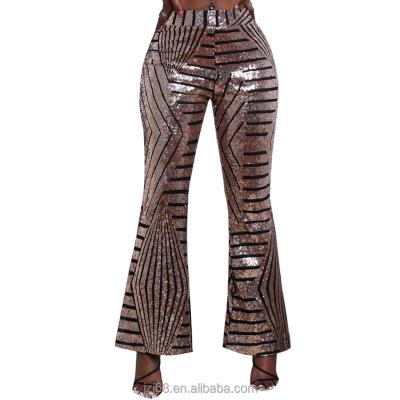 China Breathable Women High Waist Wide Leg Palazzo Lounge Pants Sequin Bell Bottoms Pants for sale