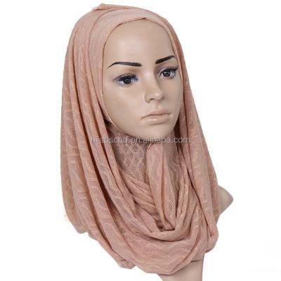 China Fashion New Solid Color Geometric Shimmer Stripe Shawl Gold Glitter Scarf Hijab for sale