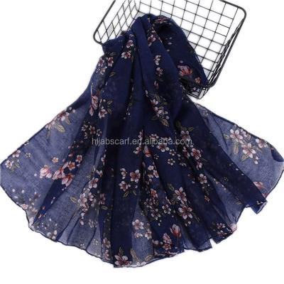 China 2019 fashion hot sale flower printed viscous scarves hijab muslim women scarf for sale