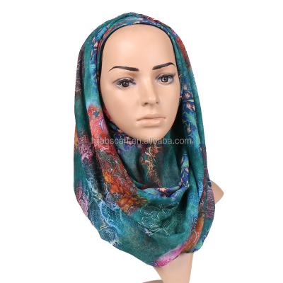 China Print Summer Printed Flower Long Scarf Beach Shawl Women Soft Cotton Hijab for sale