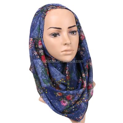 China Print Women Long Wraps Fashion Muslim Scarves Printed Soft Flower Cotton Scarf Hijab for sale