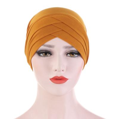 China Fashion Women's Crystal Turtleneck Cross Underscarf Muslim Hijab Black Hat for sale