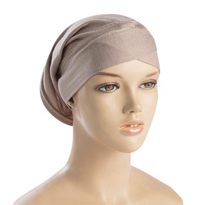 China Wholesale Muslim Hijab Inner Soft Elastic Instant Crossover Cap Cotton Plain Female Turban for sale