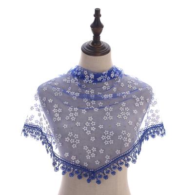 China Fashion Women Wedding Veil Embroidered Tassel Scarves Triangle Polyester Lace Veil Hijab Scarf for sale