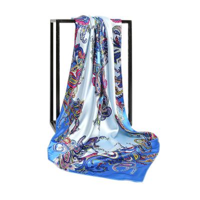 China New Fashion Design Women Printed Square Silk Cashew Satin Bandana Hijab Head Wrap Scarf for sale