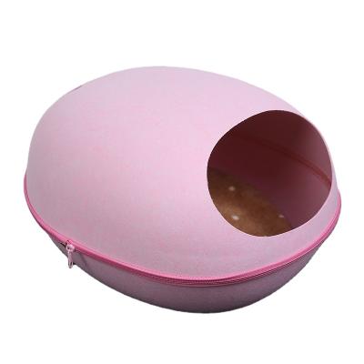 China Folding Cat Bed Washable Breathable Cat House Felt Single Eggshell Partially Enclosed Cat House Four Seasons Available for sale