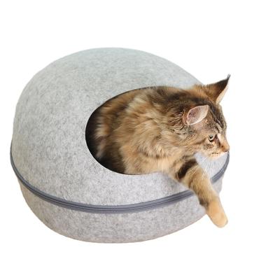 China Removable Cat Litter Washable And Breathable Summer Semi-Closed Felt Breathable Cat Bed Four Seasons Available for sale