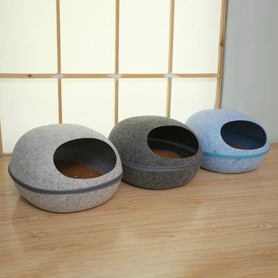 China 2021 Designs New Creative Breathable Style Eggshell Washable Nest Felt Nest Cat Cave Eggshell Breathable Pet Nest for sale