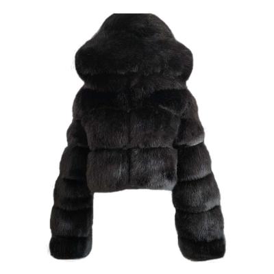 China Anti-wrinkle fur coats for fashionable woman with high hood bubble fur imitation jacket 2021 plus size winter fox fur coats women for sale