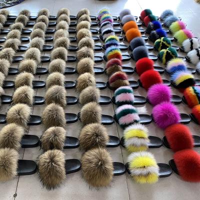 China CUSHIONING Fashion Fur Slippers for Toddlers and Women Real Fox Fur Slippers Soft Fox Fur Slippers Women Real Slippers for sale