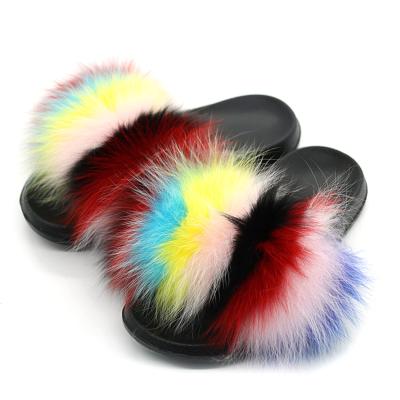 China CUSHIONING china wholesale plus size soft real slides ladies fur slippers women fox fur slides for sale