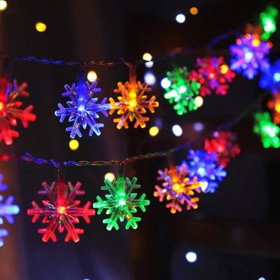 China Garden Solar Light Outdoor Decoration 16ft LED Solar String Snowflake Lights 8