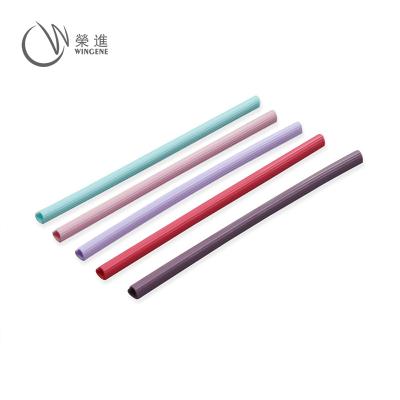 China Viable New Product Silicone Straw Reusable Straws With Cleaning Portable Folding Drinking Brush for sale