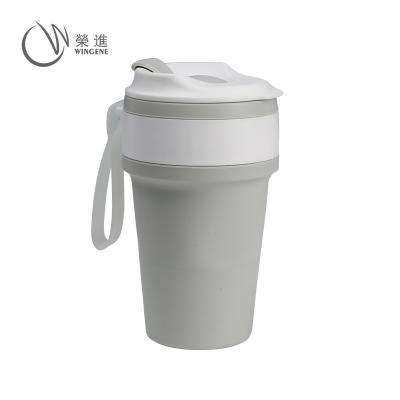 China Travel Viable Portable Reusable Cup With Lid Collapsible Collapsible Silicone Drinking Collapsible Tea Cup for sale