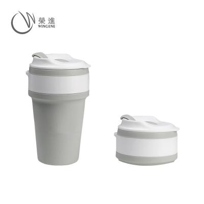 China Factory Viable Silicone Leakproof Collapsible Collapsible With Logo Collapsible Reusable Coffee Cup With Lid for sale