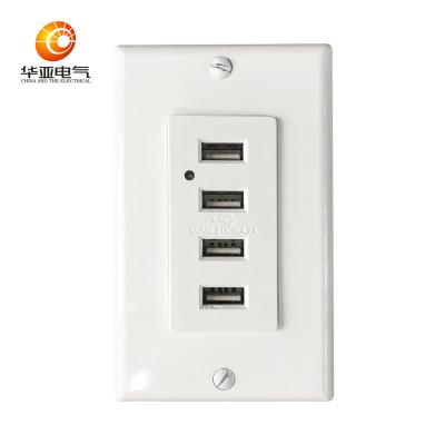 China American Cafes 15A 125V HUAYA 4 USB Charger Receptacle, Tamper Resistant USB Outlet, White, UL/cUL Listed for sale