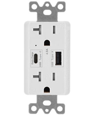 China 15A&20A 125V Residential/General Purpose Quick Charge USB Recepatcle with 2usb Port, Type A and Type C, UL Total 4.8A for sale