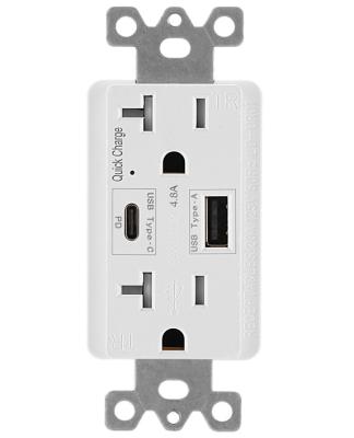 China Hospital 15A&20A 125V PD fast charging USB recepatcle with 2usb port, type a and type c, UL total 4.8A for sale