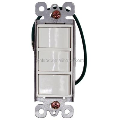 China 15A 120/277V US American Decorums COM Rocker Switch, Single Pole, 3 Rockers LD-2203 for sale