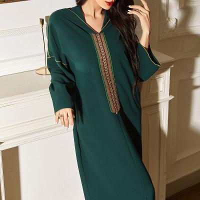 China 2022 breathable European and American women's summer new product leading Muslim hooded gold dress long left side long sleeve long dress for sale