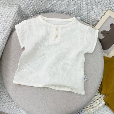 China Anti-wrinkle pure cotton baby solid linen clothes set casual Nordic style kids clothing for sale