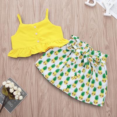 China Plus Size Summer Babies Clothing Sets Kids Two Piece Halter Top Skirts Kids Toddlers Clothes For 1-5 Years Girl for sale