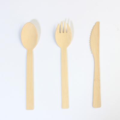 China Food Catering Wholesale Ecological Heat Resistant Disposable natural Bamboo Cutlery Sets Knife Fork spoon With Paper Napkin for sale