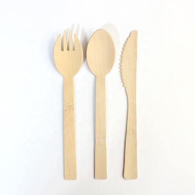 China Disposable Eco Friendly Stocked Biodegradable High Quality Bamboo Cutlery Set Food Knife Fork And Spoon Environmental Biodegradable Bamboo Tableware for sale