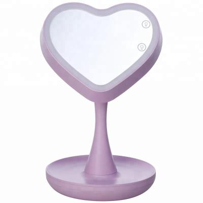 China USB Charging 2021 Hot Selling Travel Folding Fancy Crystal Fold Heart Shape Hand Mirror for sale