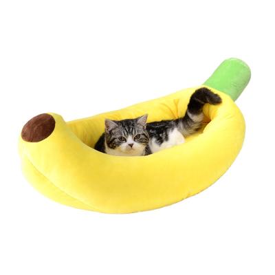 China Cat Beds Couch Puppy Cozy Cute Breathable Sleeping Bed Washable Dog Banana Pet Nest for sale