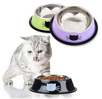 China Pet Viable Bowl Stainless Steel Cat Food Water Bowl With Non-slip Small Rubber Base Pet Bowl for sale