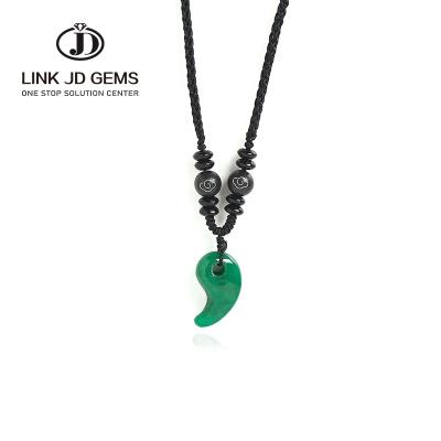 China Natural Loop Crescent Spike Pendant Fish Tai Chi Yin And Yang Necklace Ebony Beads Pendants Magatama Pendant Mateiral JD Green Chalcedony for sale