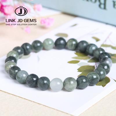 China Mateiral JD Jasper Stone Natural Green Gemstone Beads Bracelet Dark Green Gemstone Beads Charm Bracelets For Women Men Yoga Jewelry 8-12mm for sale