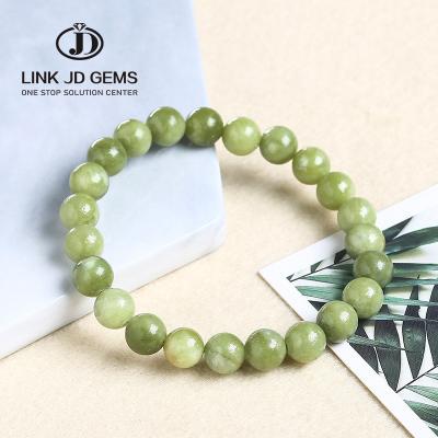 China Handmade Mateiral JD Strand Bracelets Stone Bangle Jade Green Round Loose Beads Jewelry Women Gift Natural Southern Natural Gemstone for sale